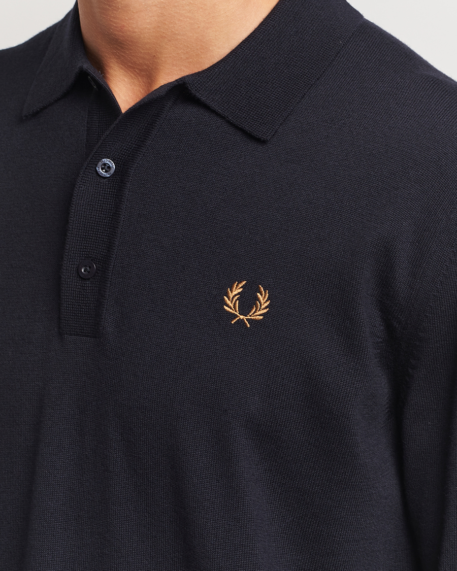 Homme | Pulls Et Tricots | Fred Perry | Knitted Long Sleeve Polo Navy