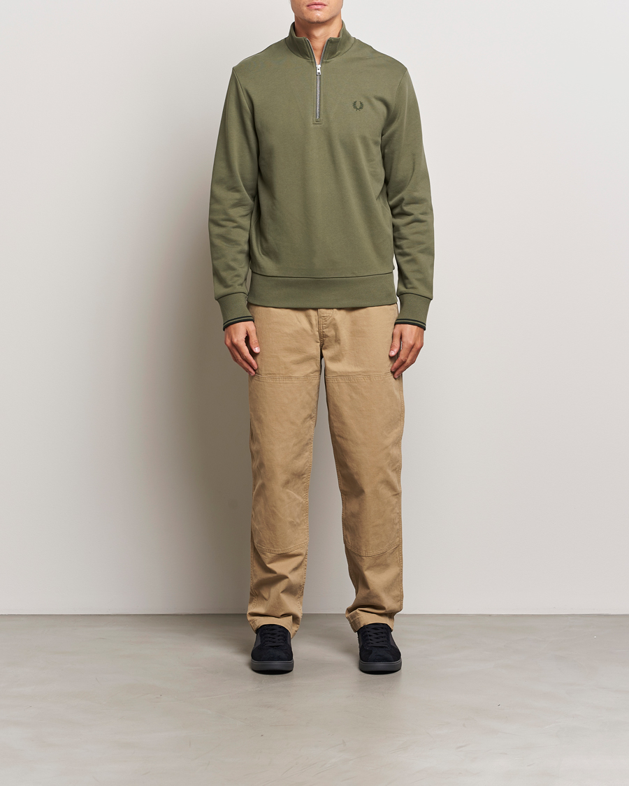 Homme | Pulls Et Tricots | Fred Perry | Half Zip Sweatshirt Laurel Green