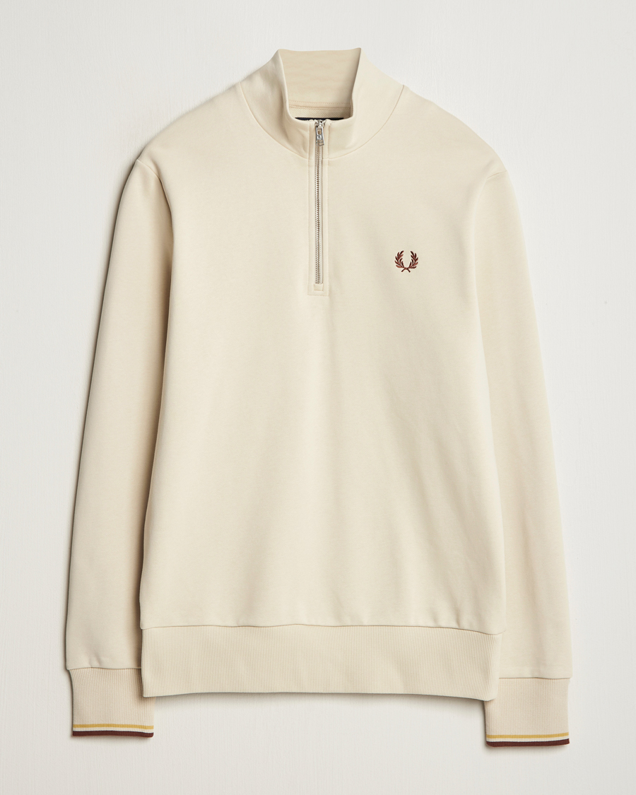 Homme | Pulls Et Tricots | Fred Perry | Half Zip Sweatshirt Oatmeal