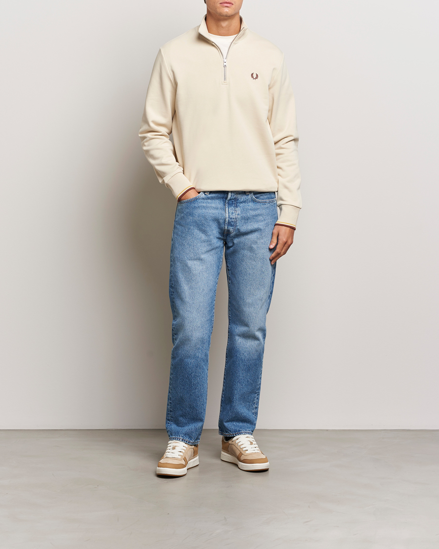 Homme | Pulls Et Tricots | Fred Perry | Half Zip Sweatshirt Oatmeal