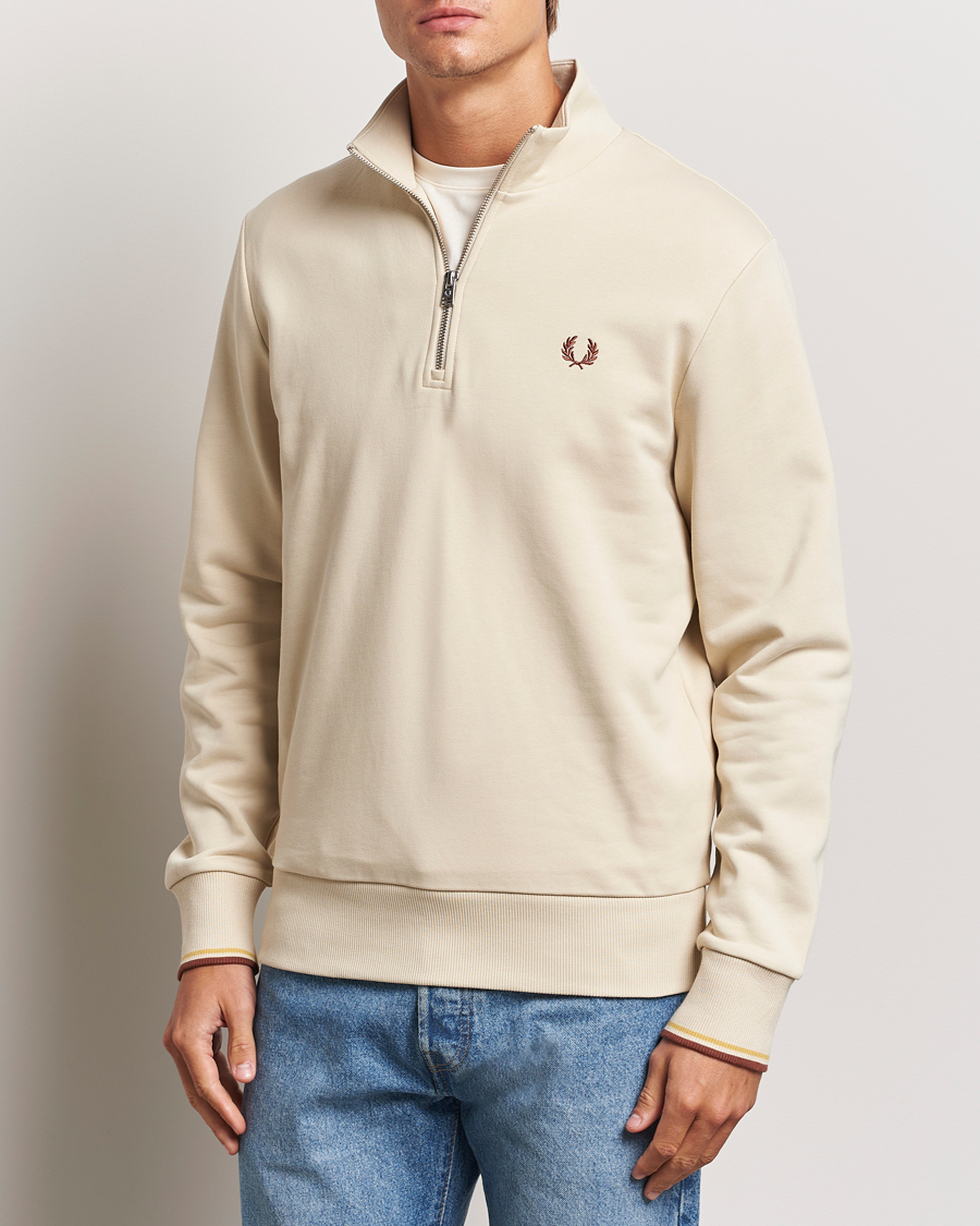 Homme | Pulls Et Tricots | Fred Perry | Half Zip Sweatshirt Oatmeal