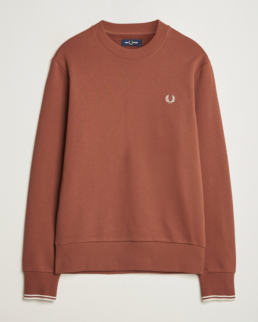 Homme | Pulls Et Tricots | Fred Perry | Crew Neck Sweatshirt Whiskey Brown