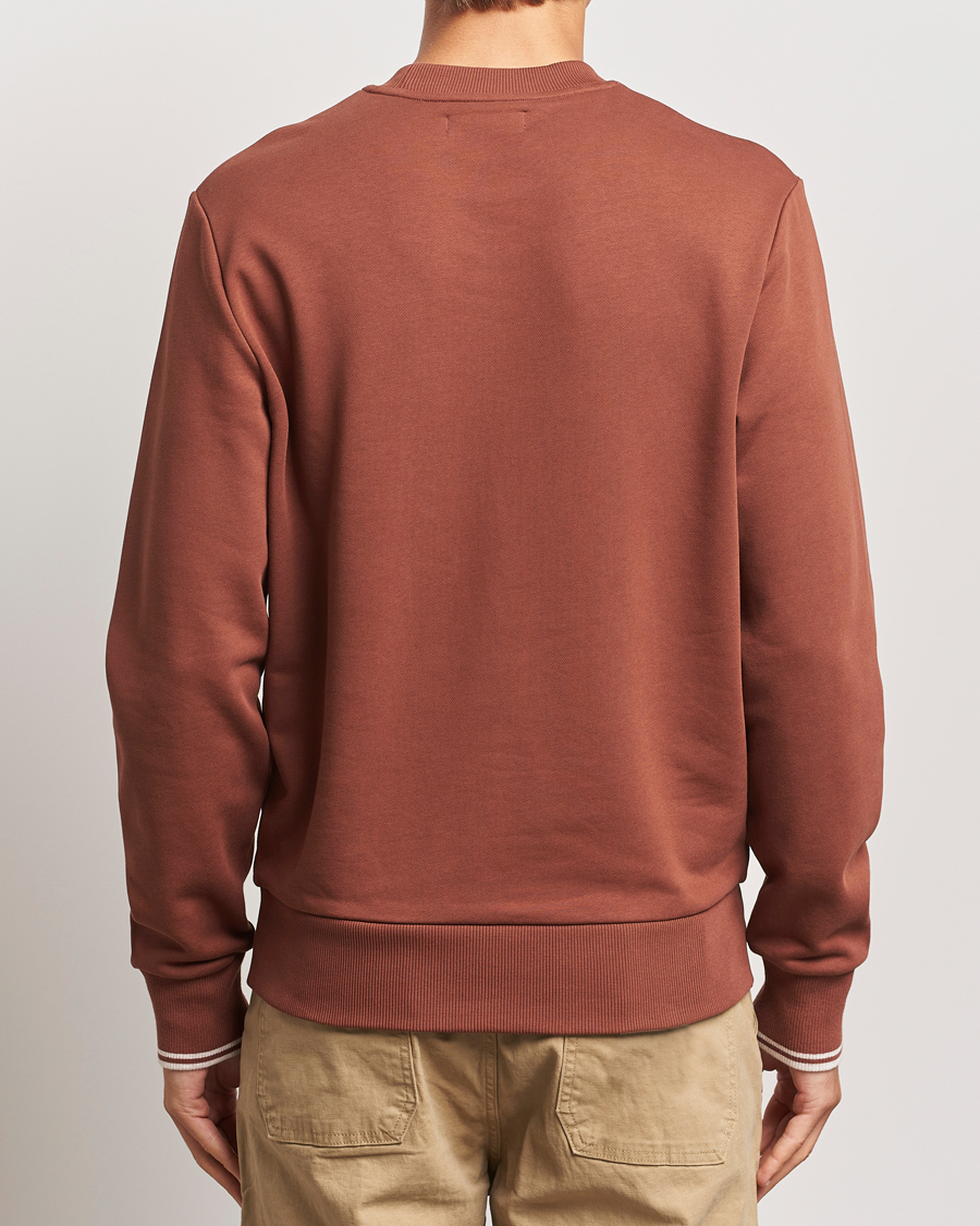 Homme | Pulls Et Tricots | Fred Perry | Crew Neck Sweatshirt Whiskey Brown