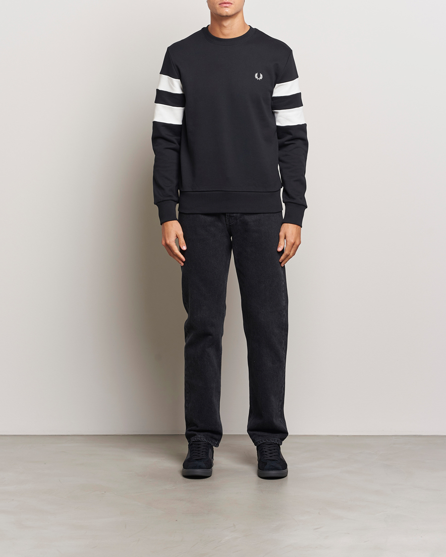 Homme | Pulls Et Tricots | Fred Perry | Tipped Sleeve Crew Neck Sweatshirt Black