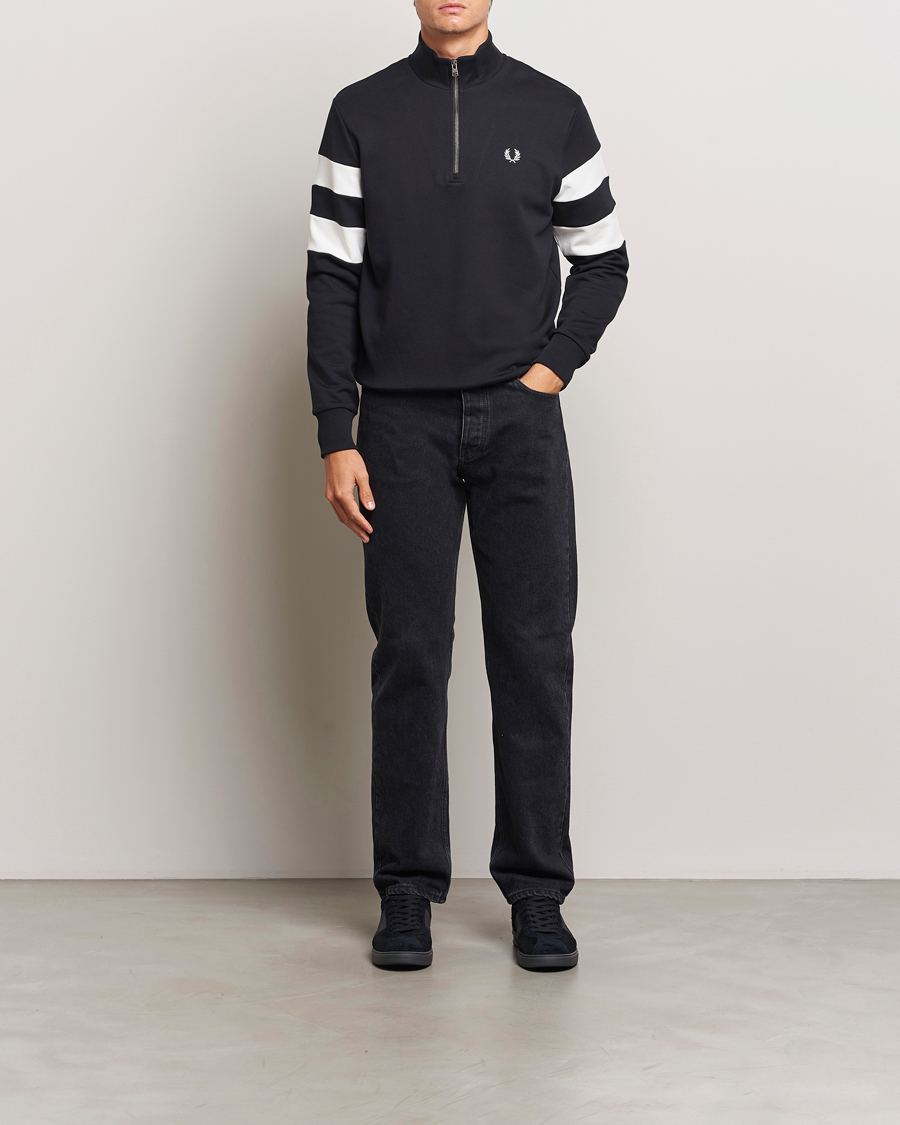 Homme | Pulls Et Tricots | Fred Perry | Tipped Sleeve Half Zip Sweatshirt Black