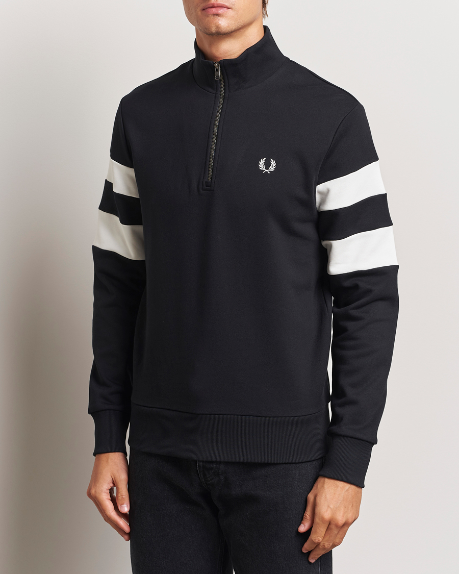 Homme | Pulls Et Tricots | Fred Perry | Tipped Sleeve Half Zip Sweatshirt Black