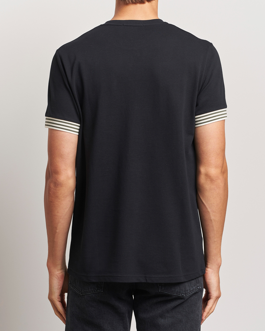 Homme | T-shirts | Fred Perry | Striped Cuff Crew Neck T-Shirt Black