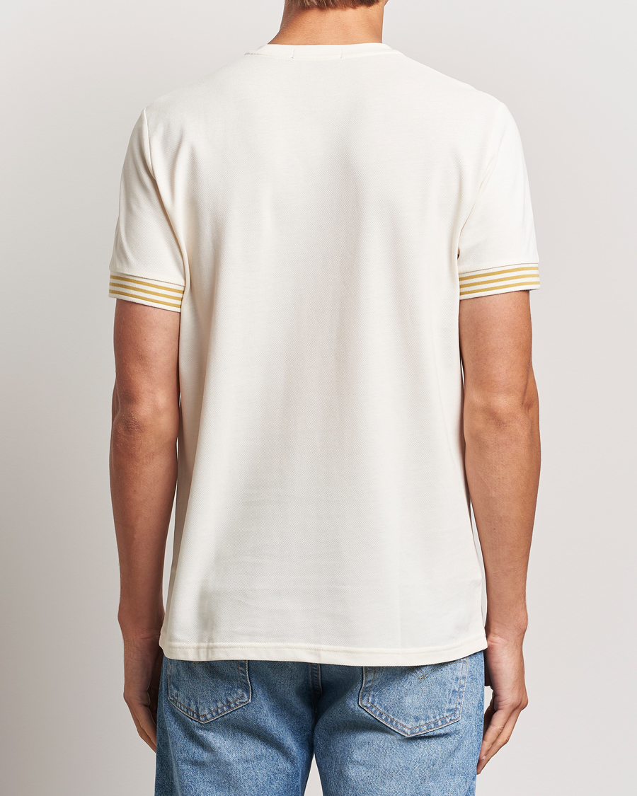 Homme | T-shirts | Fred Perry | Striped Cuff Crew Neck T-Shirt Ecru