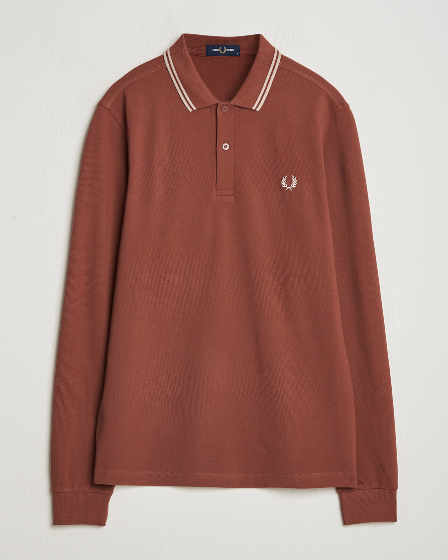 Homme | Pulls Et Tricots | Fred Perry | Twin Tipped Long Sleeve Polo Shirt Whiskey Brown