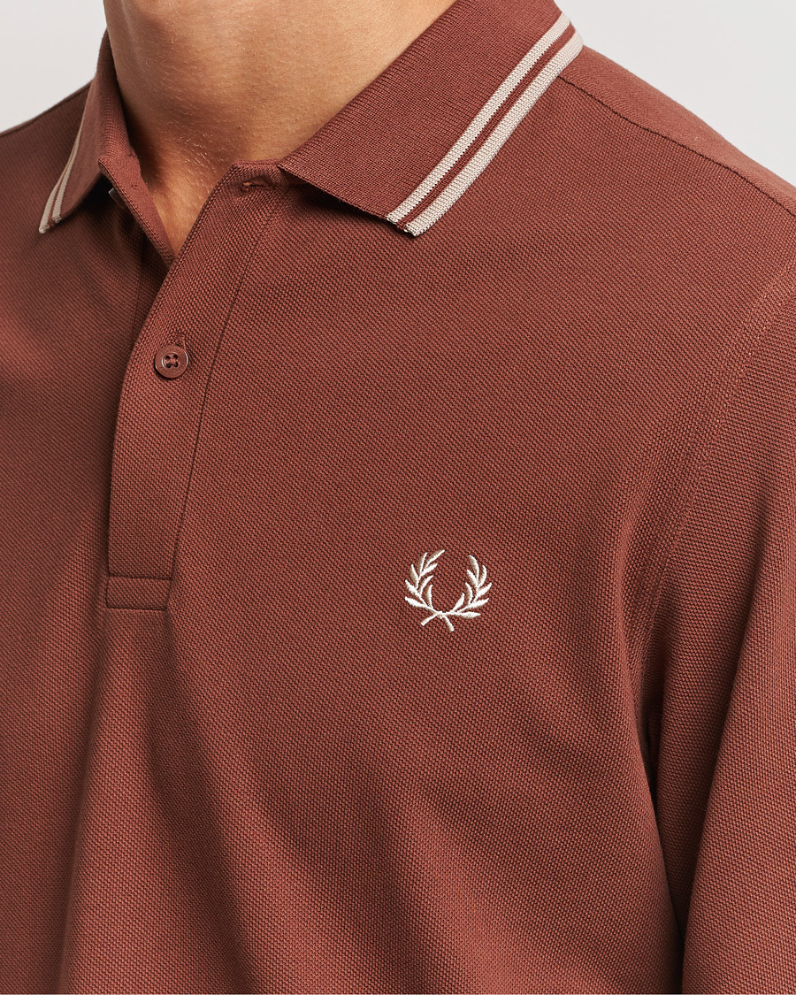 Homme | Pulls Et Tricots | Fred Perry | Twin Tipped Long Sleeve Polo Shirt Whiskey Brown