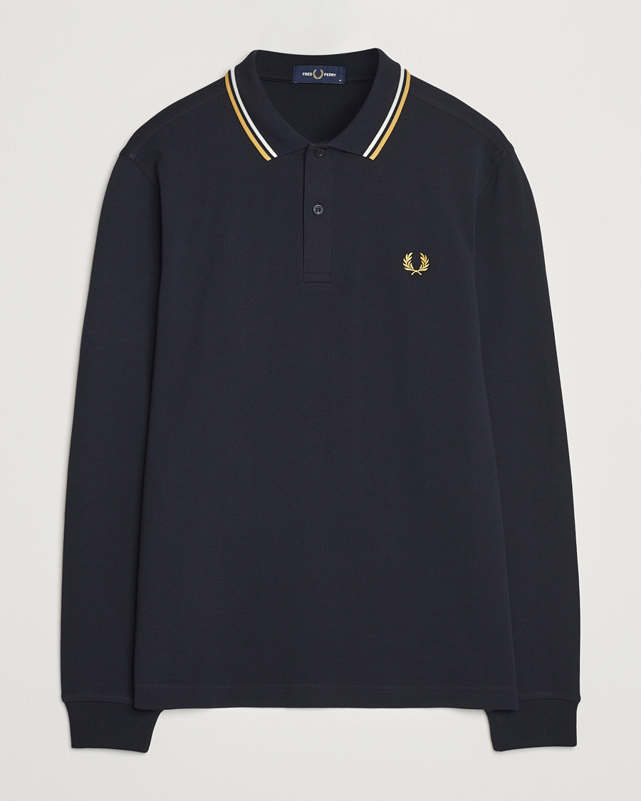 Homme | Pulls Et Tricots | Fred Perry | Twin Tipped Long Sleeve Polo Shirt Navy