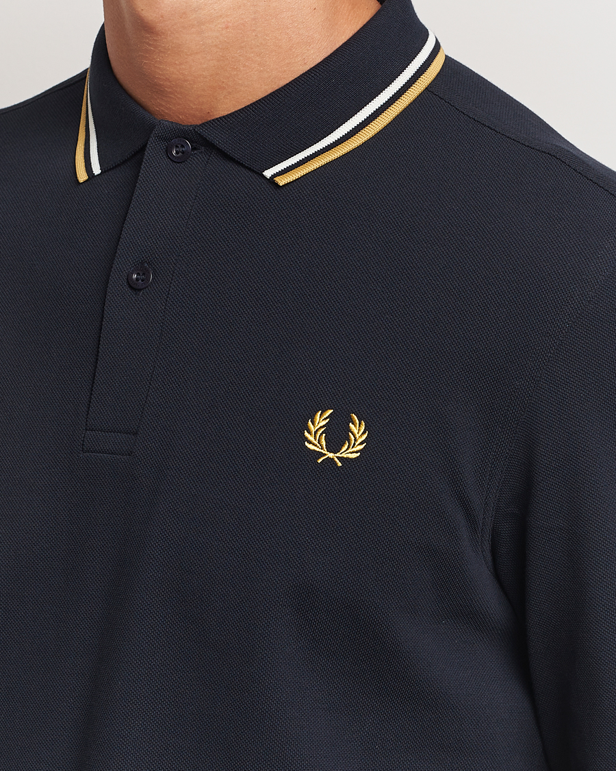 Homme | Pulls Et Tricots | Fred Perry | Twin Tipped Long Sleeve Polo Shirt Navy