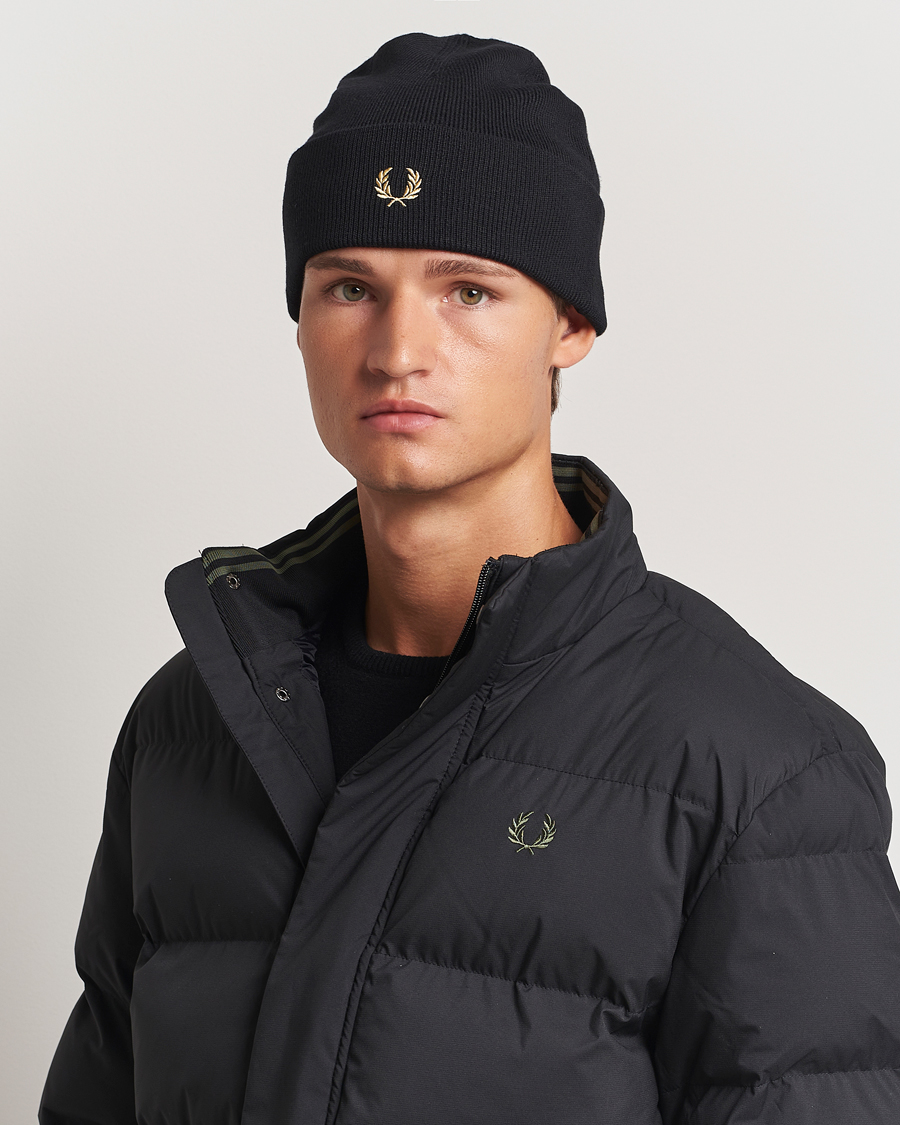 Homme | Fred Perry Merino Wool Beanie Black | Fred Perry | Merino Wool Beanie Black