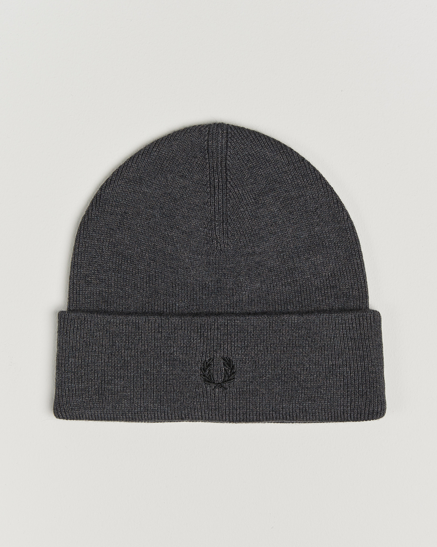 Homme | Fred Perry Merino Wool Beanie Dark Grey Marl | Fred Perry | Merino Wool Beanie Dark Grey Marl