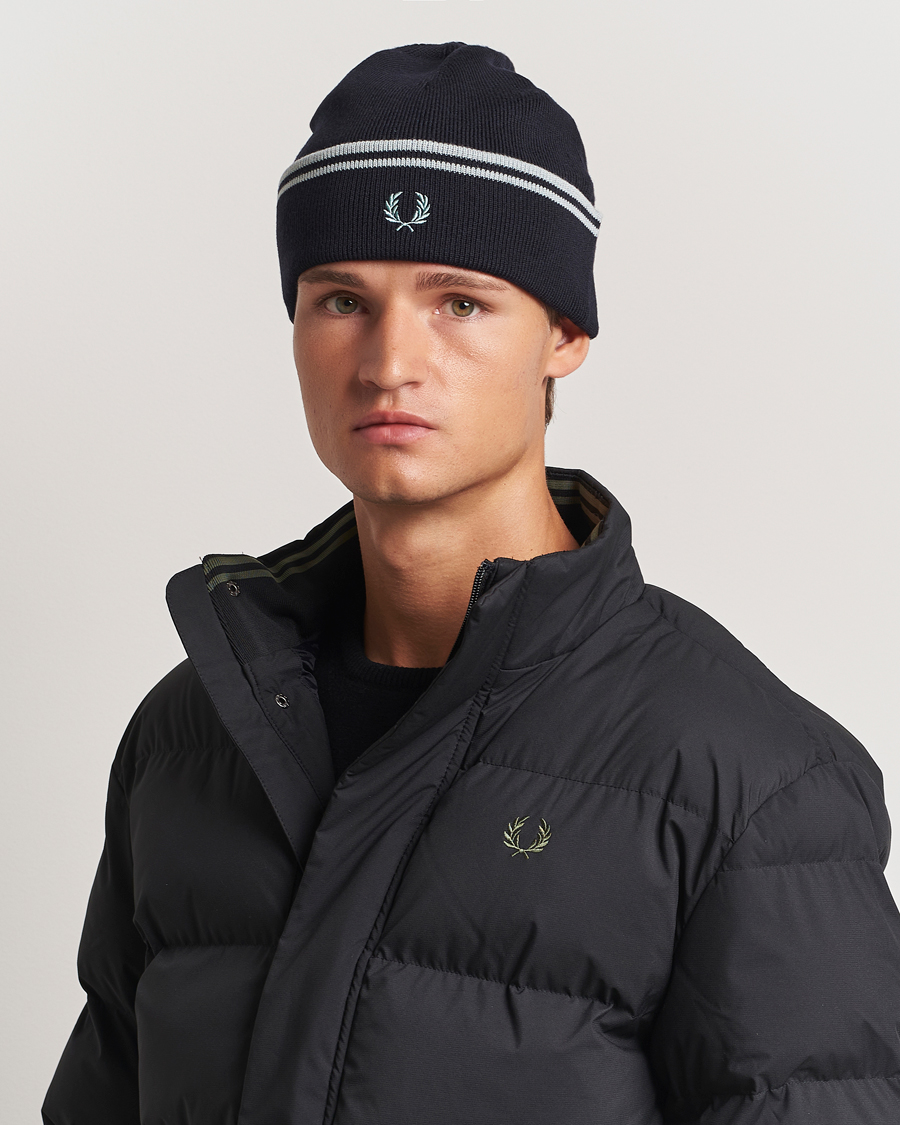 Homme | Fred Perry Twin Tipped Merino Beanie Navy | Fred Perry | Twin Tipped Merino Beanie Navy