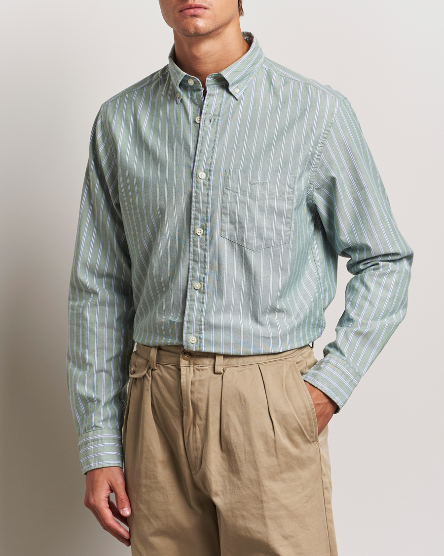 Homme | Chemises | GANT | Archive Oxford Stripe Shirt Dry Forest