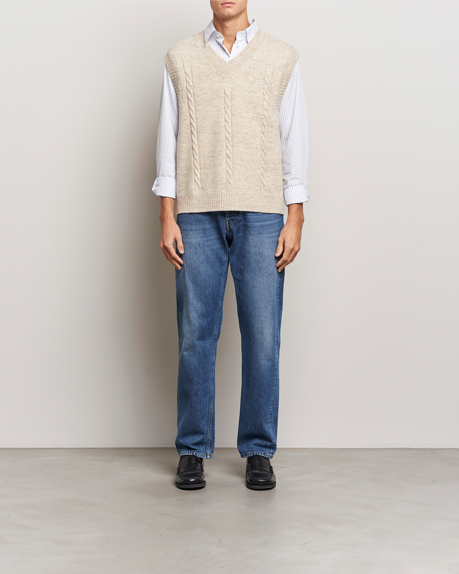 Homme | Pulls Et Tricots | GANT | Cable Knitted V-Neck Vest Seed Melange