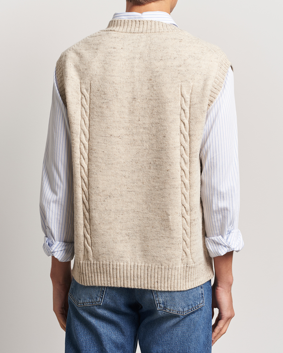 Homme | Pulls Et Tricots | GANT | Cable Knitted V-Neck Vest Seed Melange