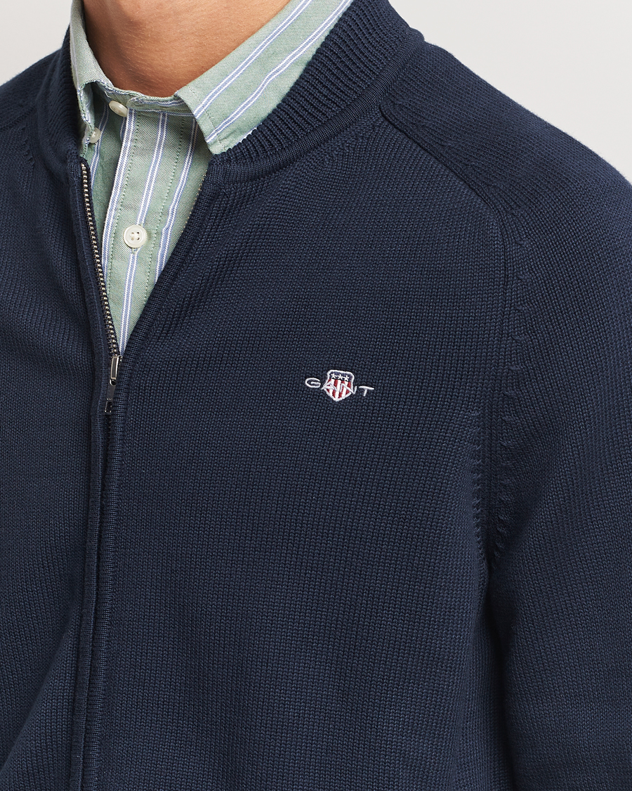 Homme | Pulls Et Tricots | GANT | Casual Cotton Bomber Cardigan Evening Blue
