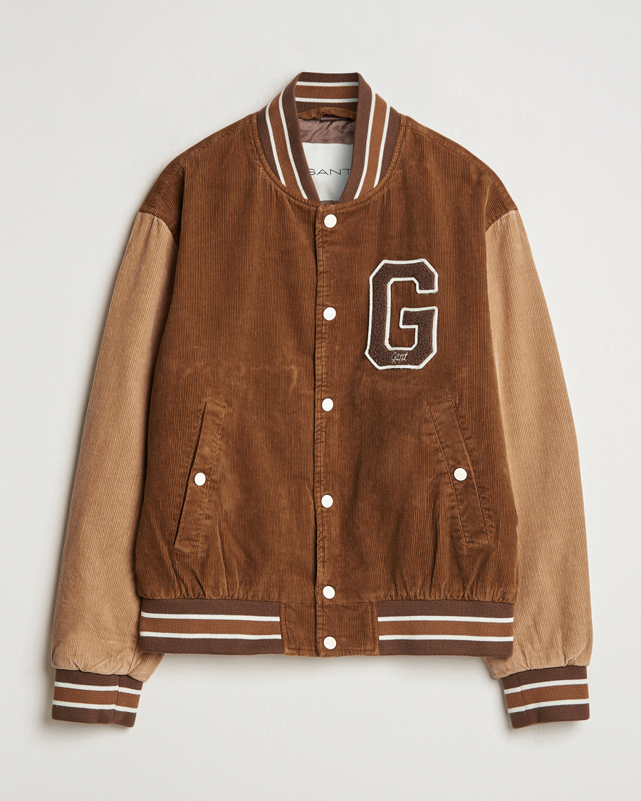 Homme | Manteaux Et Vestes | GANT | Cord Varsity Jacket Cacao Brown