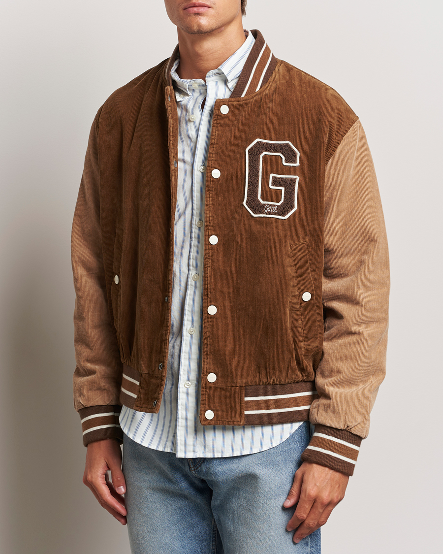 Homme | Manteaux Et Vestes | GANT | Cord Varsity Jacket Cacao Brown