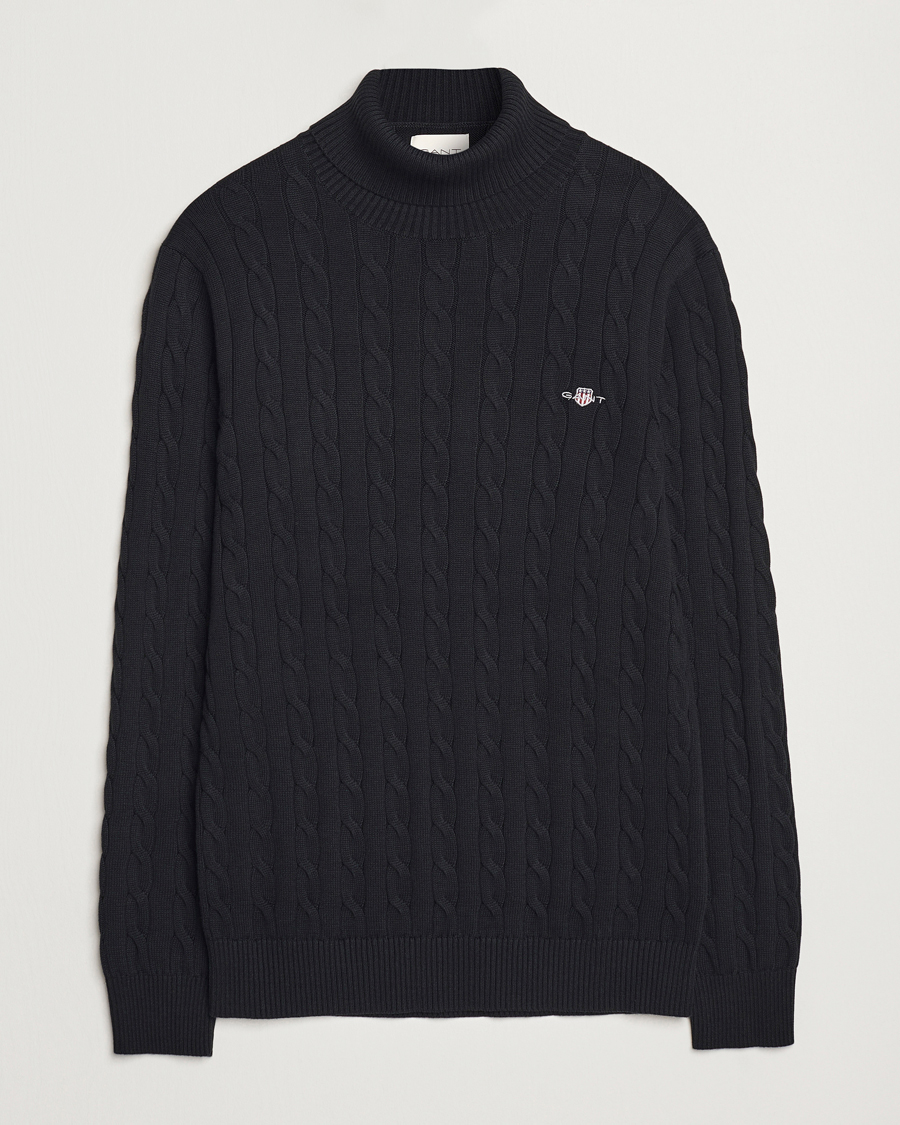 Homme | Pulls Et Tricots | GANT | Cotton Cable Turtle Neck Black