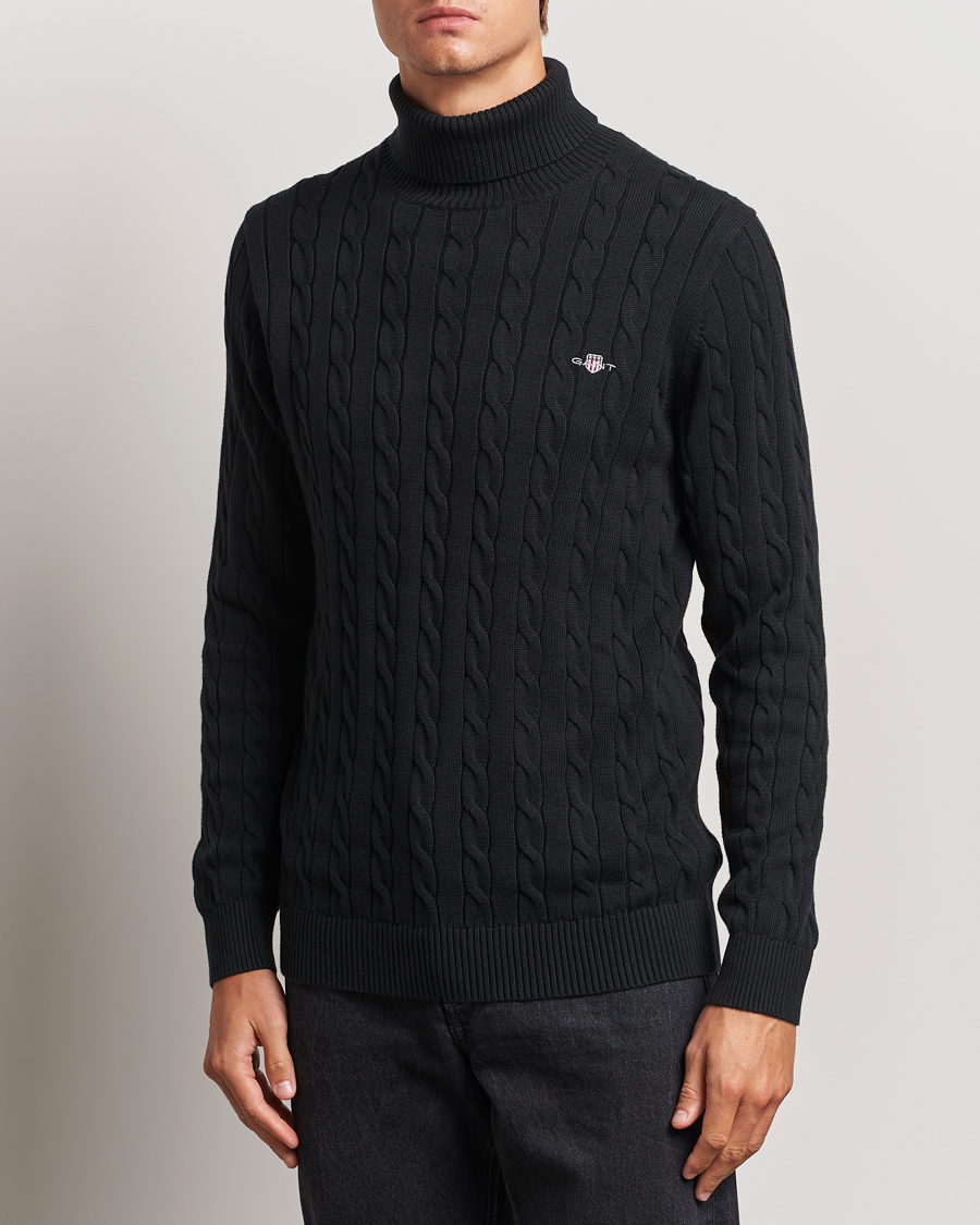 Homme | Pulls Et Tricots | GANT | Cotton Cable Turtle Neck Black
