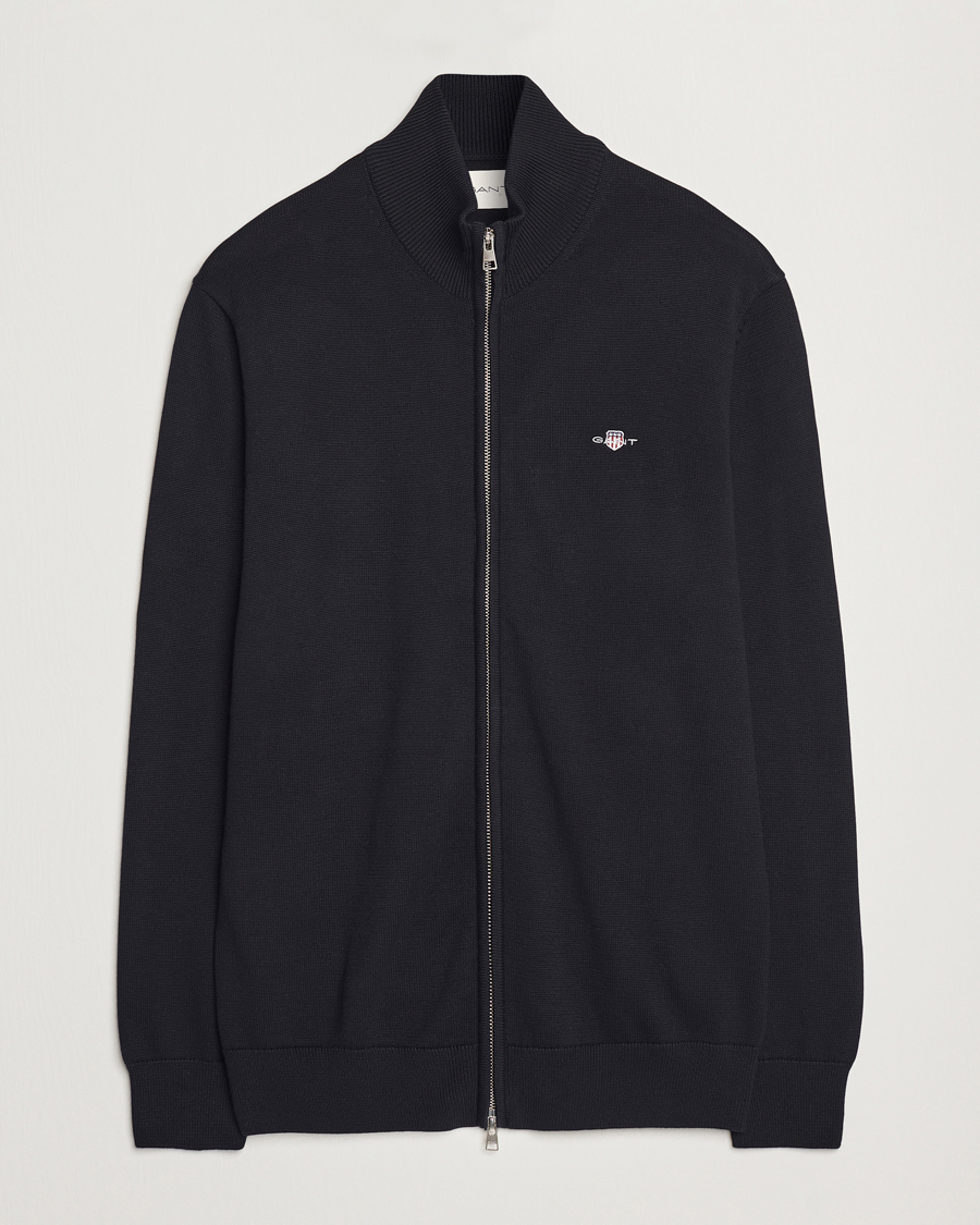 Homme | Pulls Et Tricots | GANT | Cotton Full Zip Cardigan Black