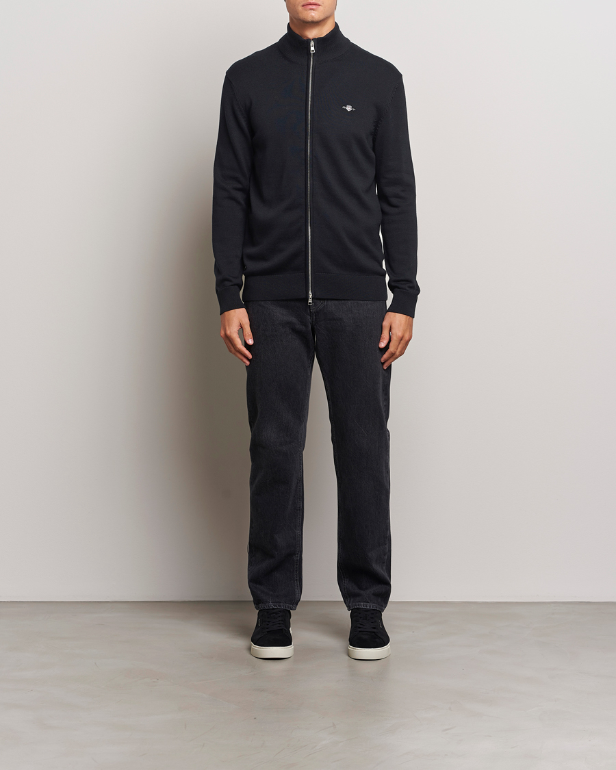 Homme | Pulls Et Tricots | GANT | Cotton Full Zip Cardigan Black