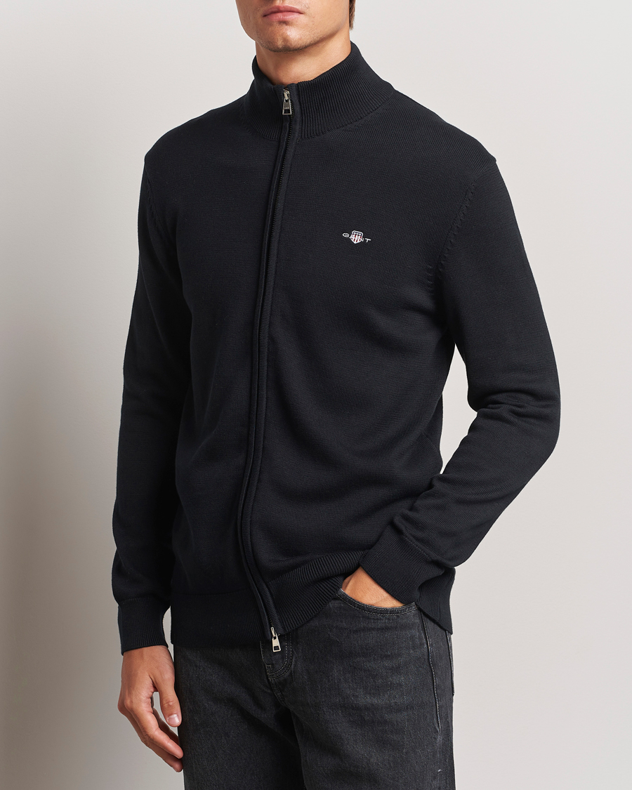 Homme | Pulls Et Tricots | GANT | Cotton Full Zip Cardigan Black