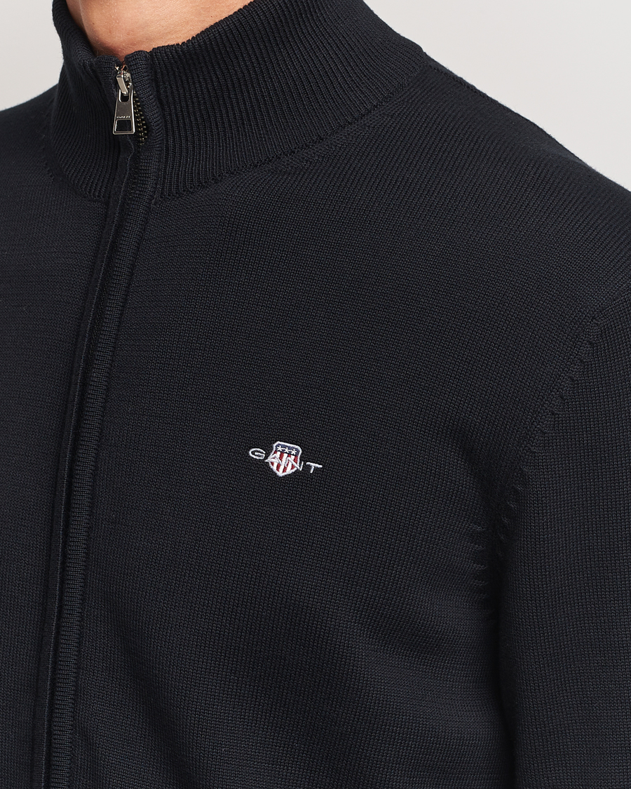 Homme | Pulls Et Tricots | GANT | Cotton Full Zip Cardigan Black