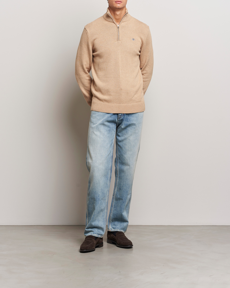 Homme | Pulls Et Tricots | GANT | Cotton Half Zip Khaki Melange