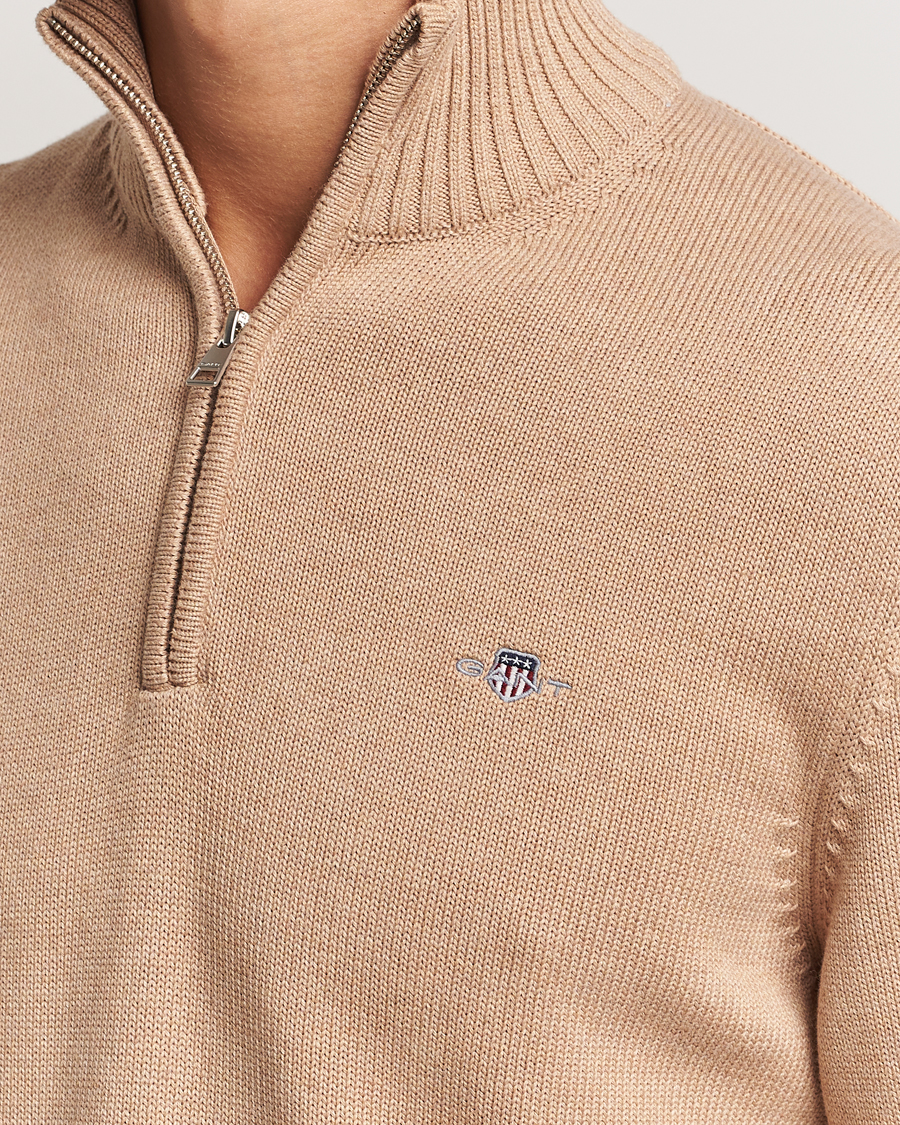 Homme | Pulls Et Tricots | GANT | Cotton Half Zip Khaki Melange