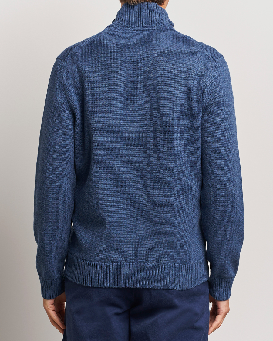 Homme | Pulls Et Tricots | GANT | Casual Cotton Half Zip Dark Jeans Blue Melange