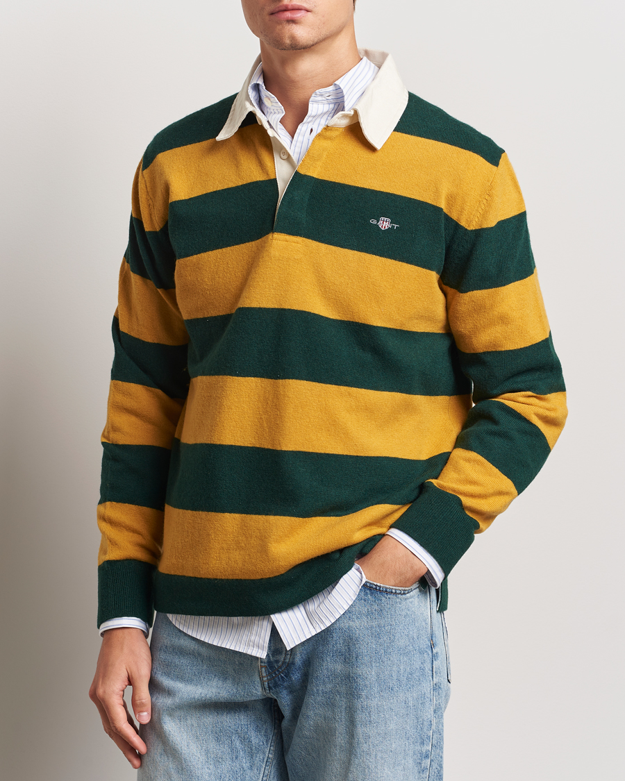 Homme | Pulls Et Tricots | GANT | Extra Fine Lambswool Striped Rugger Tartan Green