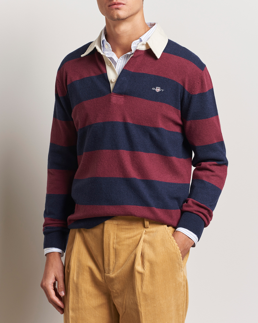 Homme | Pulls Et Tricots | GANT | Extra Fine Lambswool Striped Rugger Marine