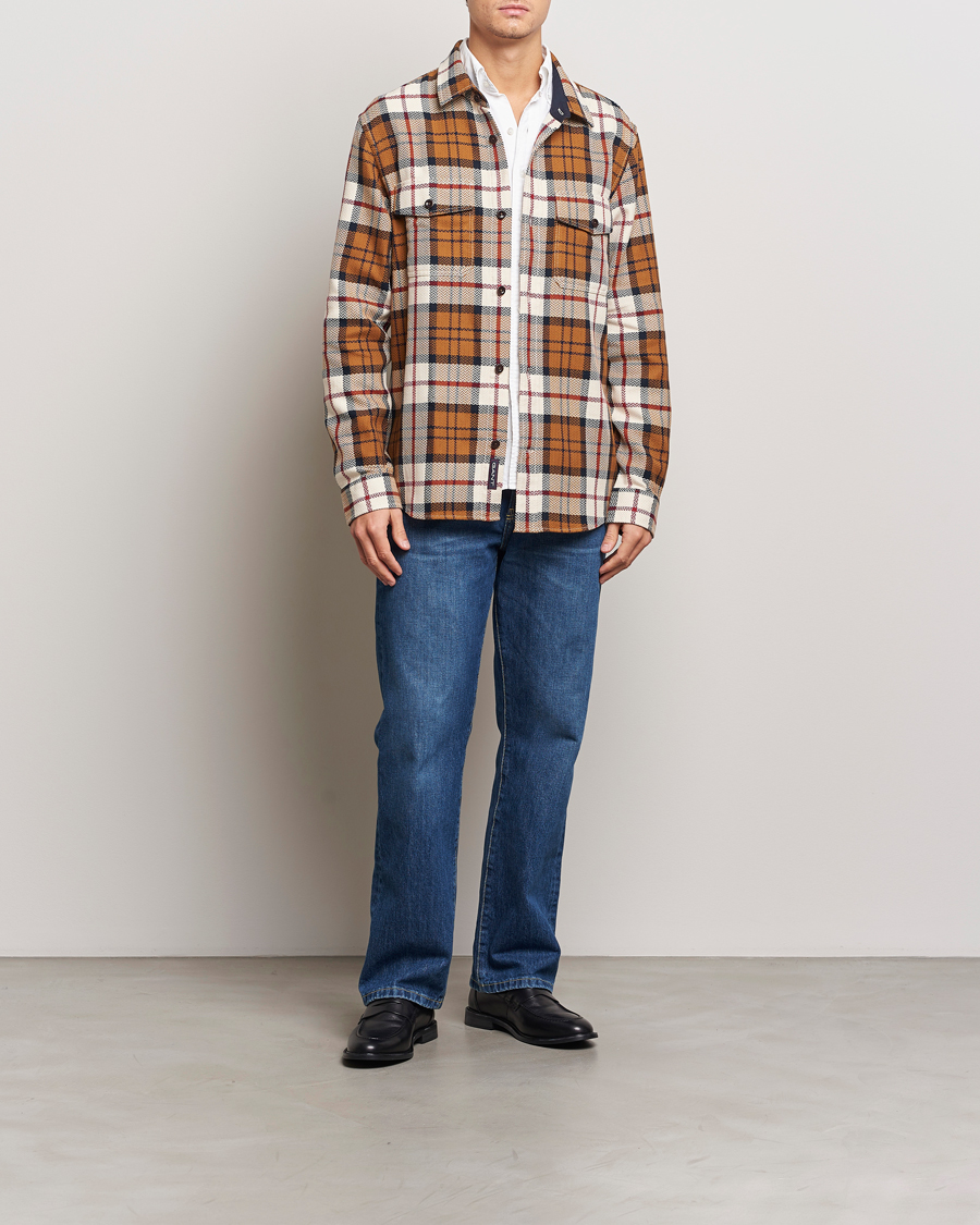 Homme | Chemises | GANT | Herringbone Checked Overshirt Warm Earth