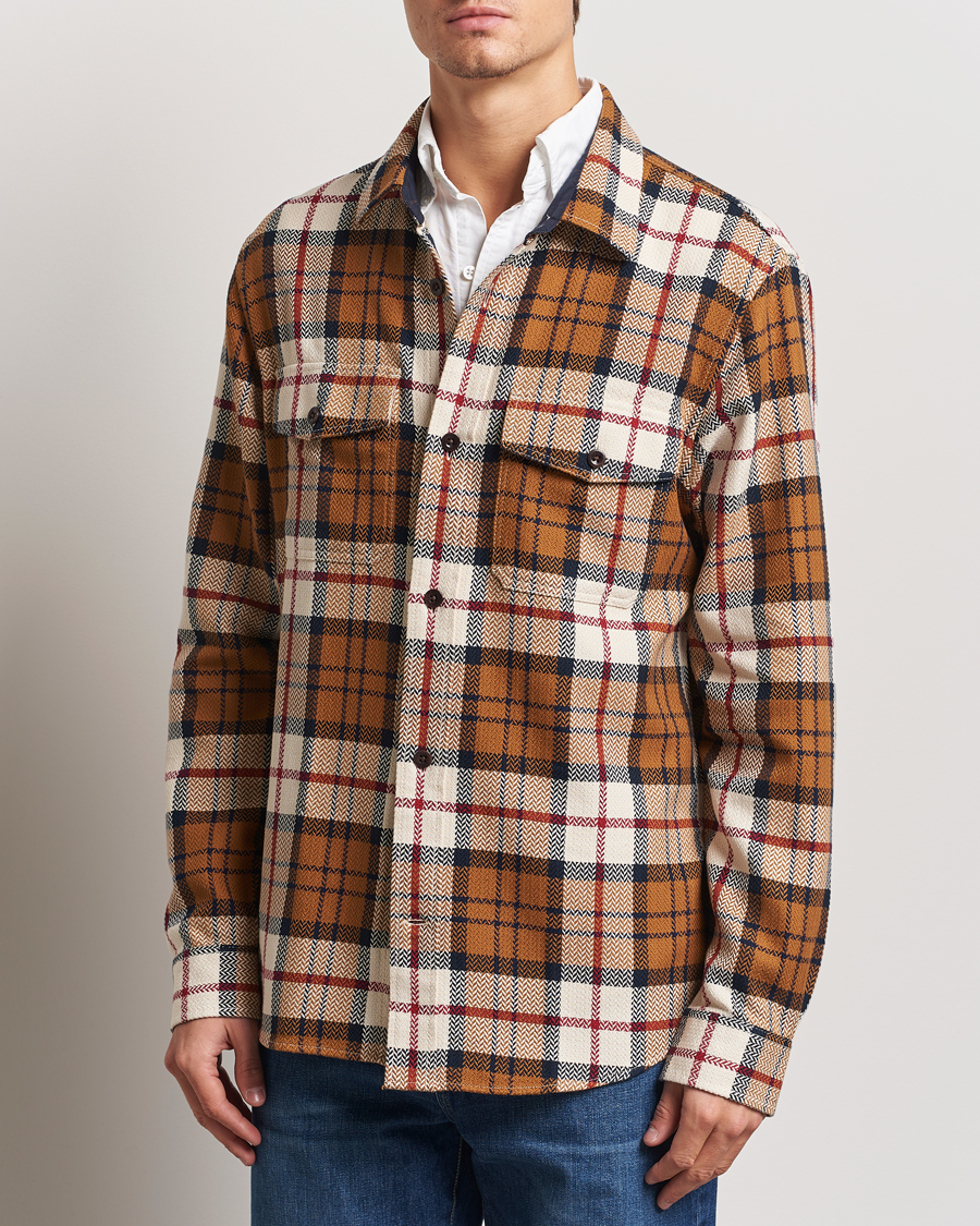 Homme | Chemises | GANT | Herringbone Checked Overshirt Warm Earth