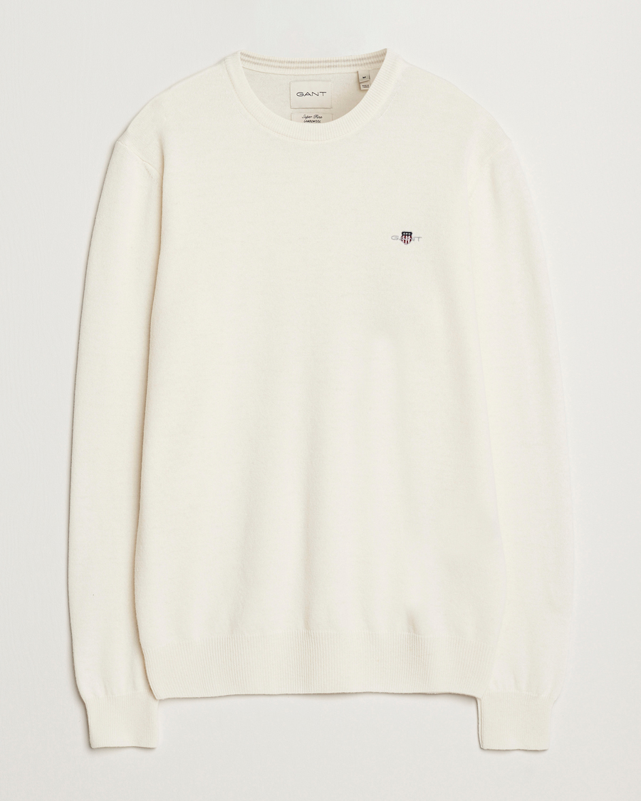 Homme | Pulls Et Tricots | GANT | Lambswool Crew Neck Pullover Cream