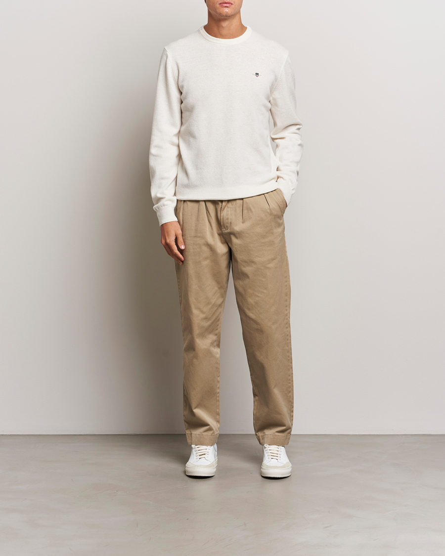 Homme | Pulls Et Tricots | GANT | Lambswool Crew Neck Pullover Cream