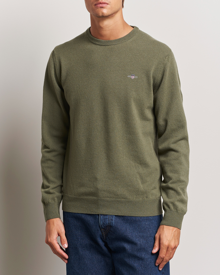 Homme | Pulls Et Tricots | GANT | Lambswool Crew Neck Pullover Juniper Green