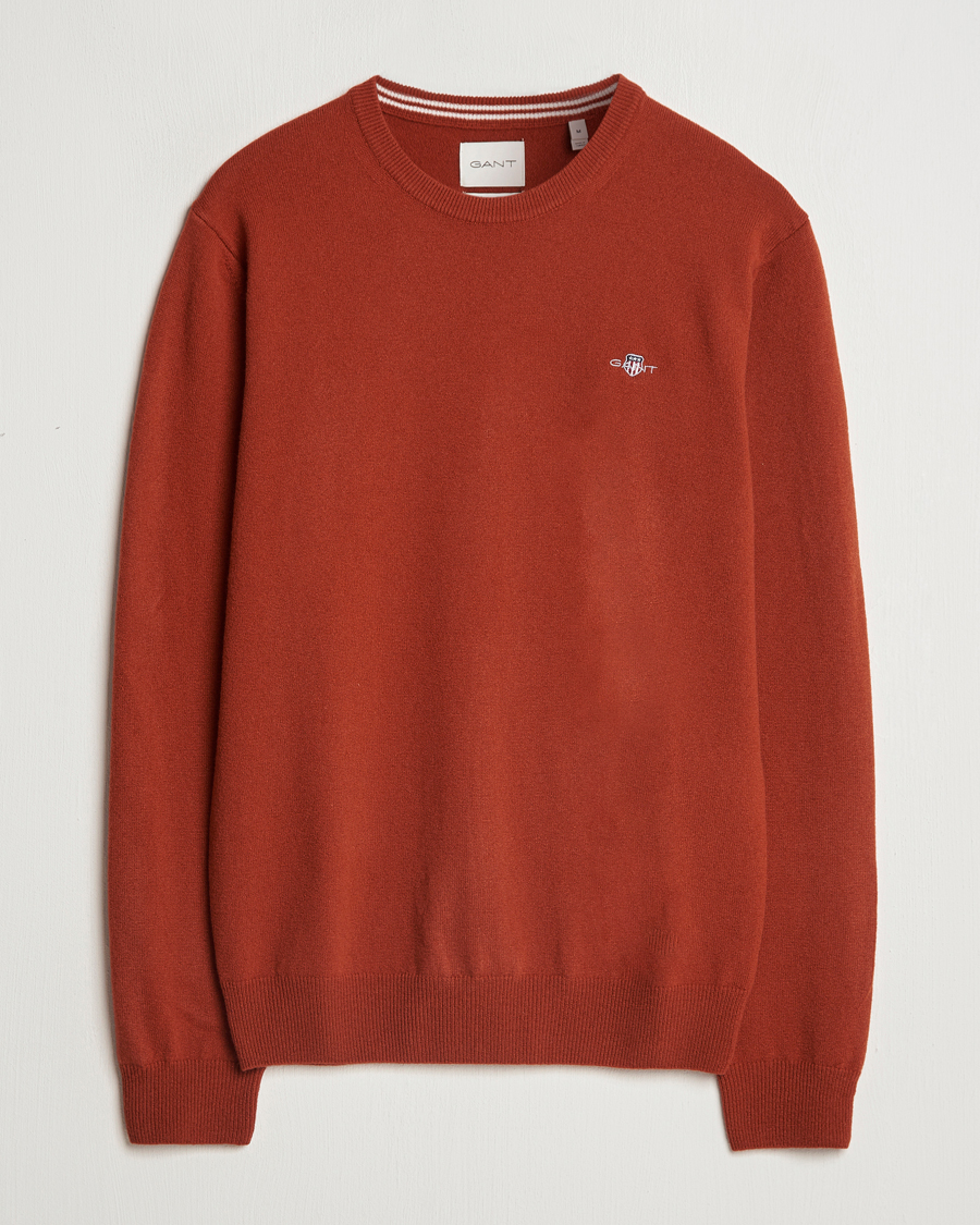 Homme | Pulls Et Tricots | GANT | Lambswool Crew Neck Pullover Iron Red