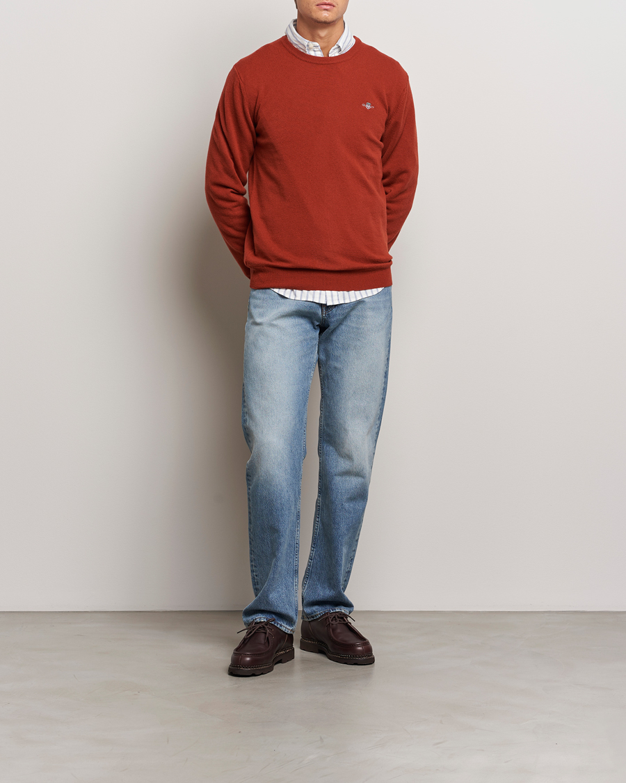 Homme | Pulls Et Tricots | GANT | Lambswool Crew Neck Pullover Iron Red
