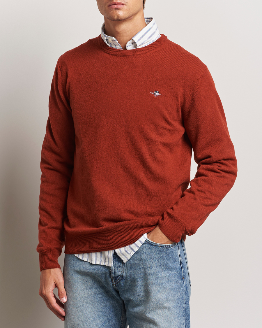 Homme | Pulls Et Tricots | GANT | Lambswool Crew Neck Pullover Iron Red