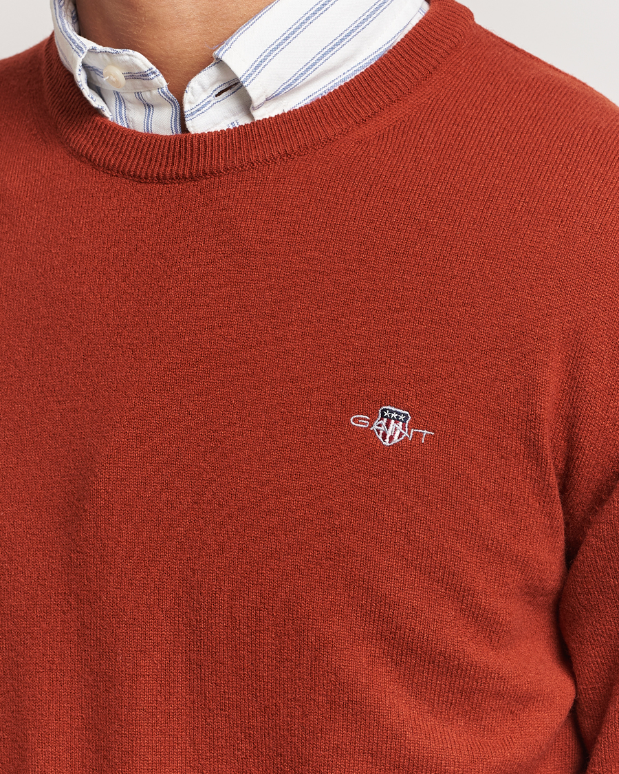 Homme | Pulls Et Tricots | GANT | Lambswool Crew Neck Pullover Iron Red