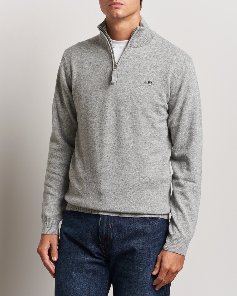 Homme | Pulls Et Tricots | GANT | Lamsbwool Half Zip Grey Melange