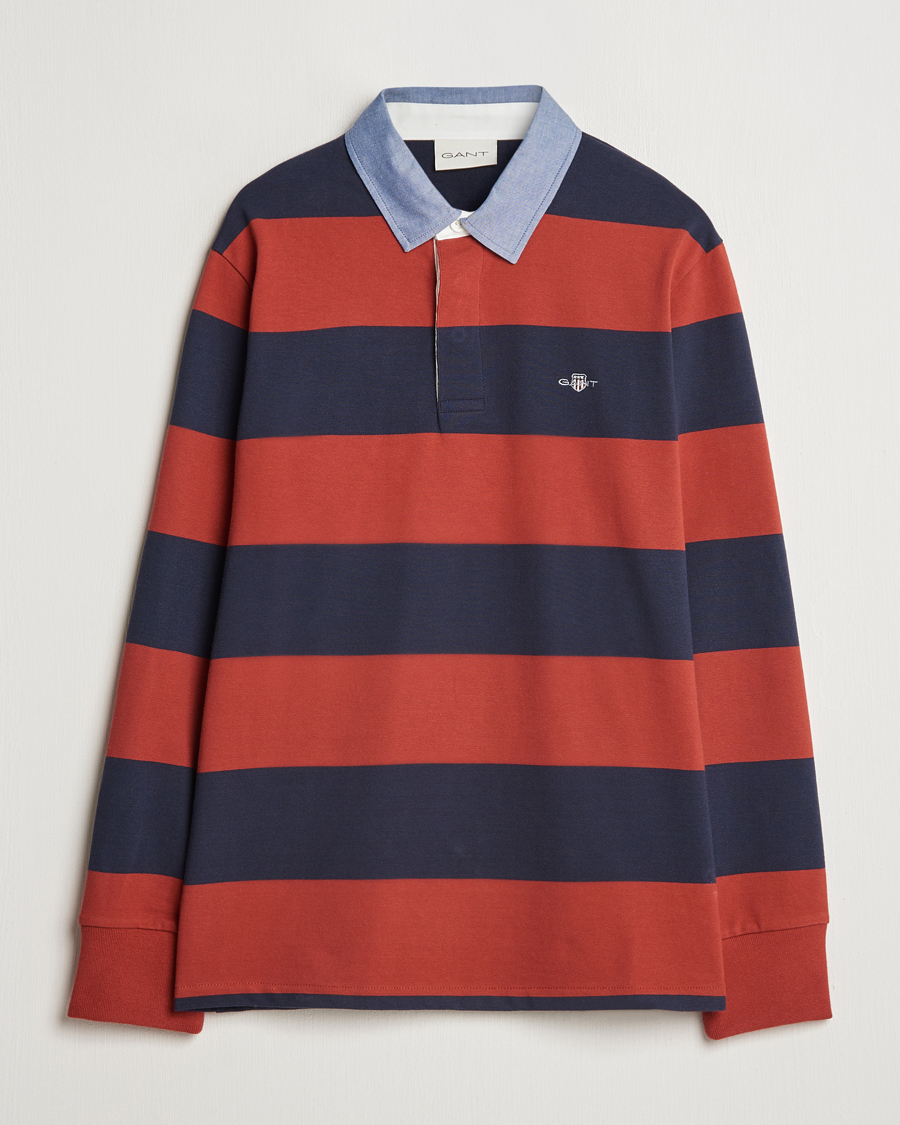 Homme | Pulls Et Tricots | GANT | Original Barstriped Heavy Rugger Iron Red