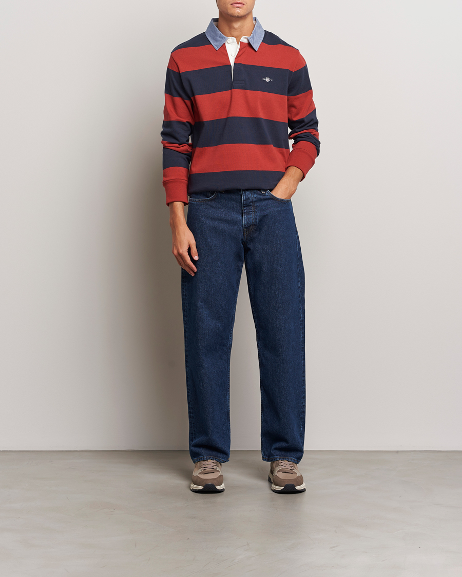 Homme | Pulls Et Tricots | GANT | Original Barstriped Heavy Rugger Iron Red