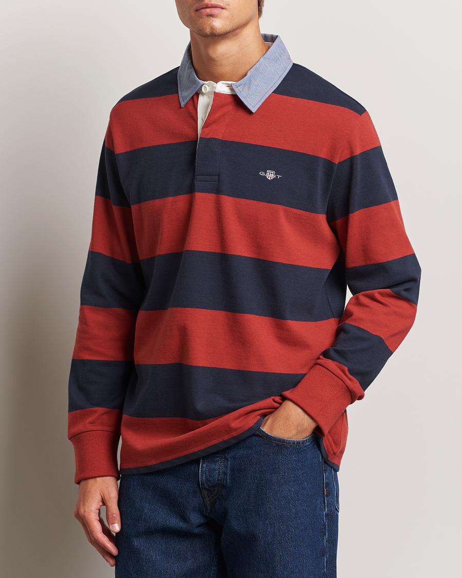 Homme | Pulls Et Tricots | GANT | Original Barstriped Heavy Rugger Iron Red