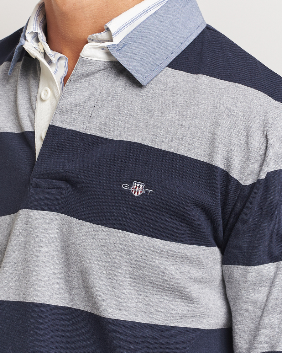 Homme | Pulls Et Tricots | Gant | Chambray Striped Heavy Rugger Grey Melange